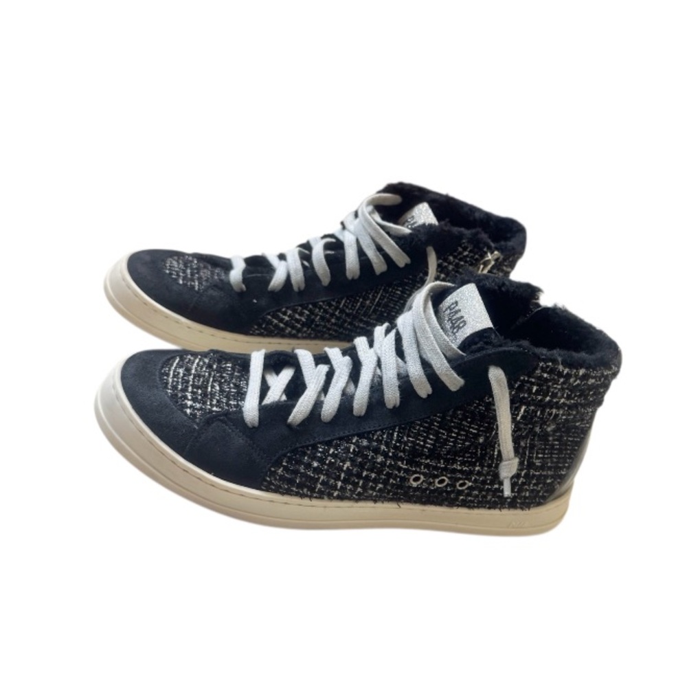 P448 from Bloomingdale’s skate faux fur suede trim high top sneakers size 40 9.5 - Picture 3 of 16